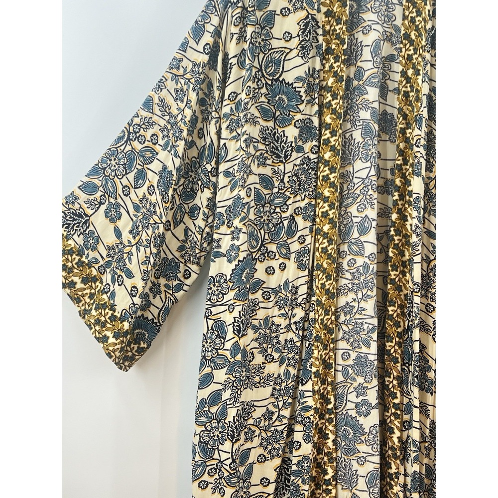 Jessica Simpson Floral Kimono Cardigan Womens 1X Blue Yellow Frozen Dew Boho - Picture 4 of 12
